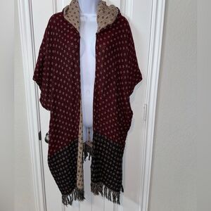 Free People Poncho cardigan maroon cardigan top